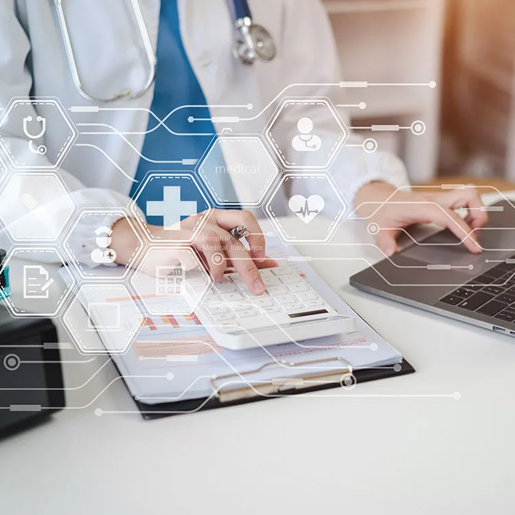 OMD doctor reviewing online medical information web