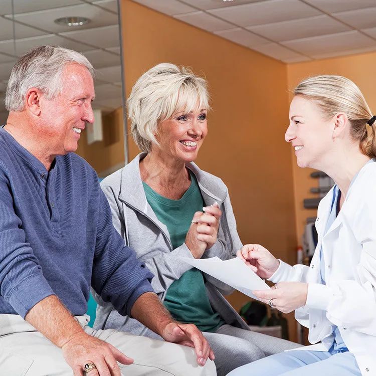 OMD doctor sharing good news with patient web