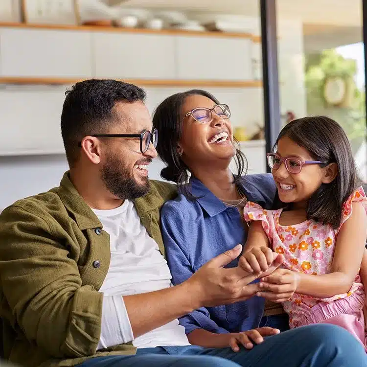Cheerful family having fun web