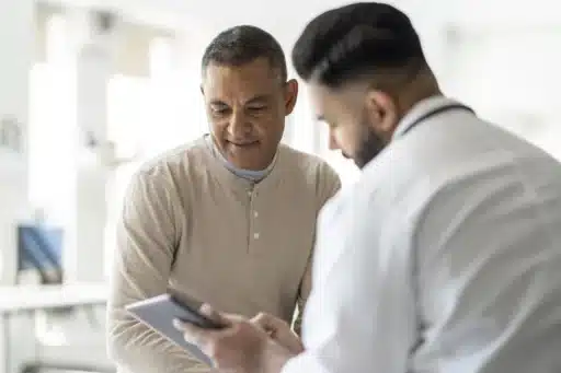Reviewing test results with the doctor
