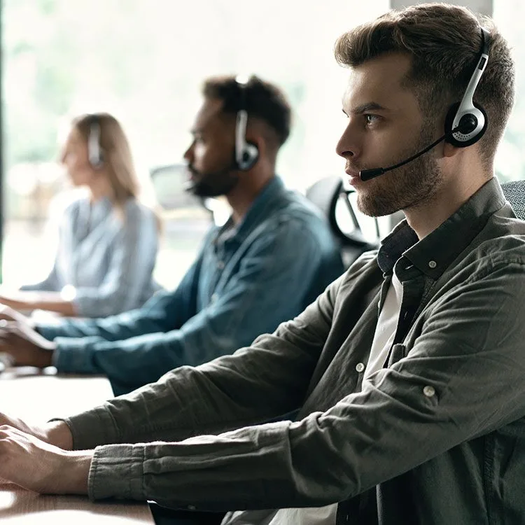 Team of people working in a call center web